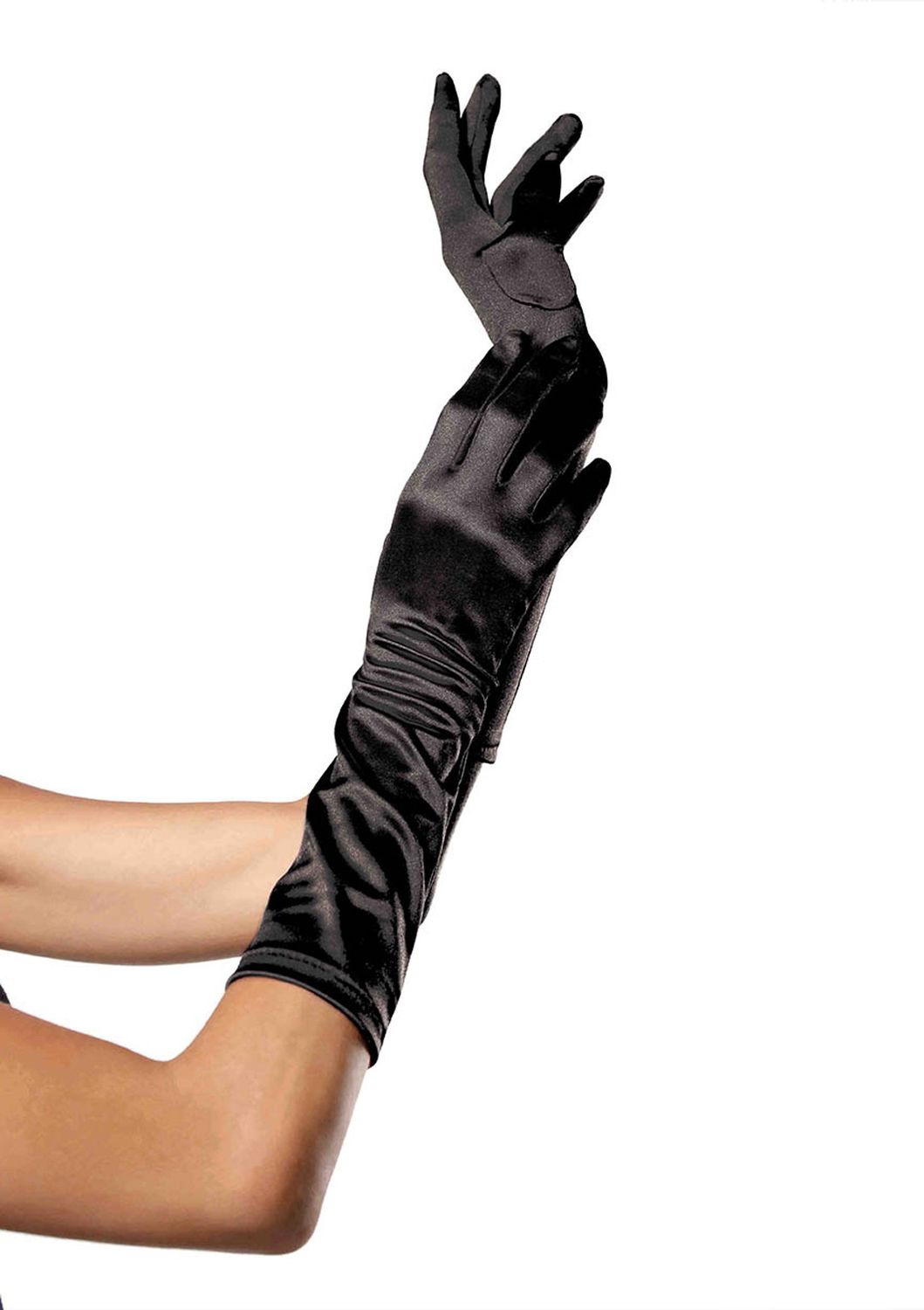 Satin Elbow length Gloves, COLOR: Black, Size: One size