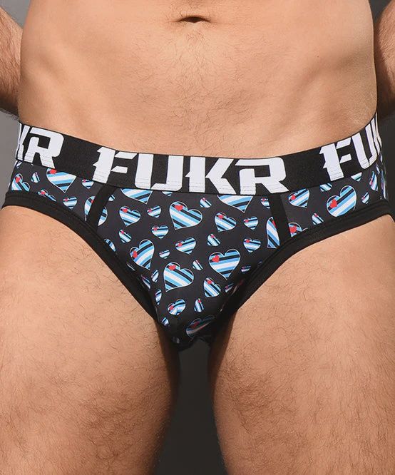 FUKR Leather Pride Brief w/ ALMOST NAKED®, COLOR: Black, Size: Small