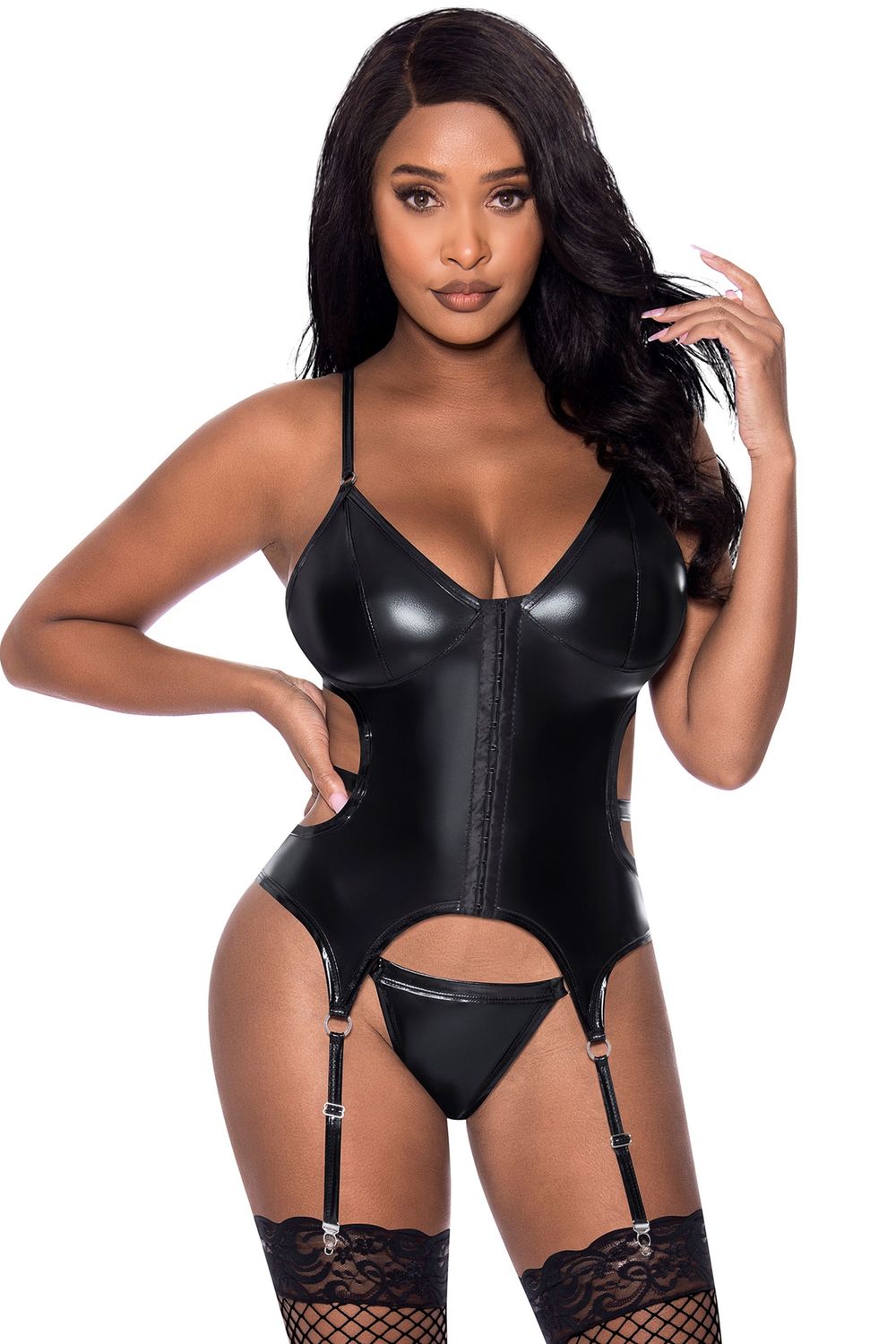 Club Candy Basque and Cheeky Panty, Size: Small - Medium, COLOR: Black