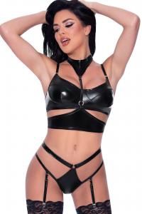 Club Candy Bra Harness &amp; Panty, COLOR: Black, Size: Small - Medium