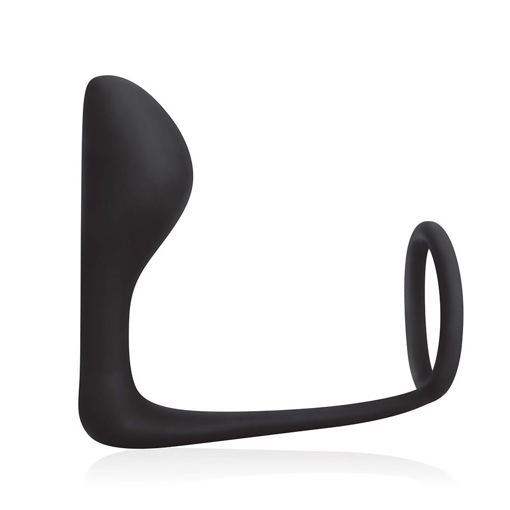 Blue Line C-Ring with P-Spot Plug, COLOR: Black