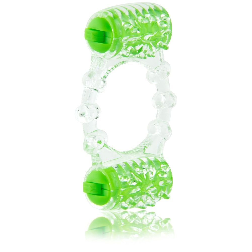 Two-O Silicone Dual Vibrating Cock Ring, COLOR: Green