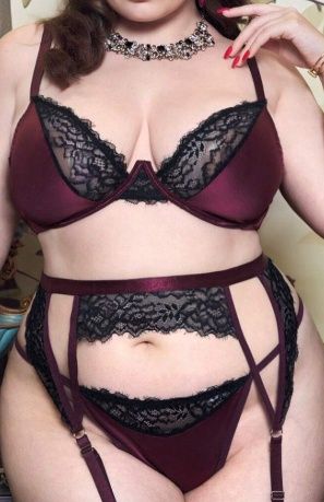Contrast Lace Garter Set, COLOR: Burgundy - Black, Size: 1XLarge