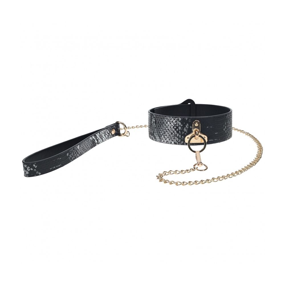 Florence Collection Collar With Leash, COLOR: Black