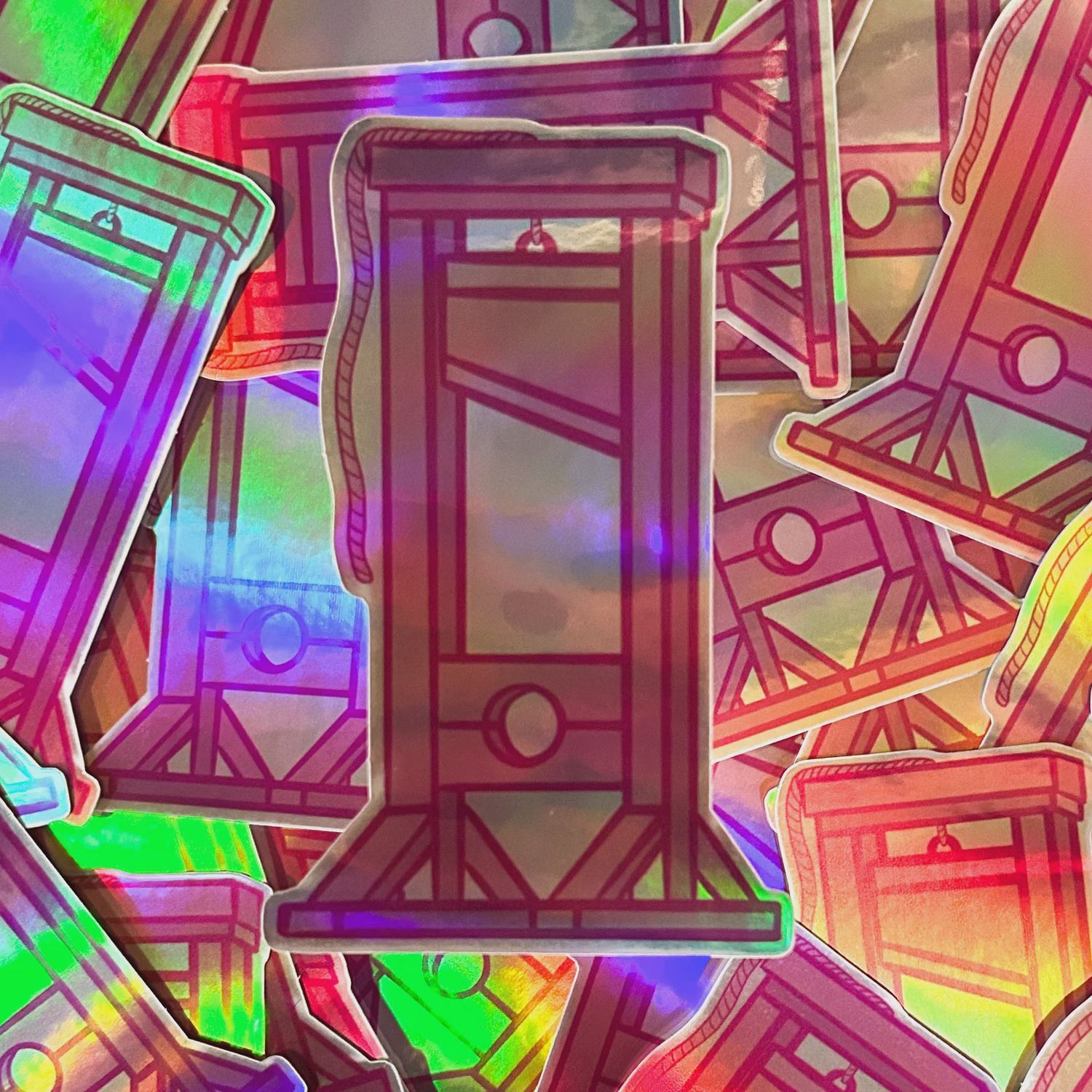 Pink Guillotine Holographic-Vinyl Sticker