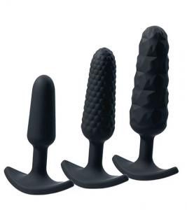 Trio Anal Plug Set, COLOR: Black, COUNT: 3 piece