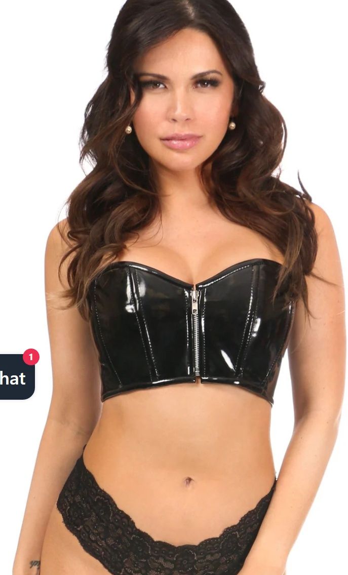 Patent Short Bustier Top, COLOR: Black, Size: Small