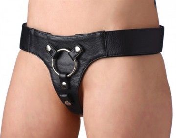 Domina Adjustable Wide Band Strap on Harness, COLOR: Black