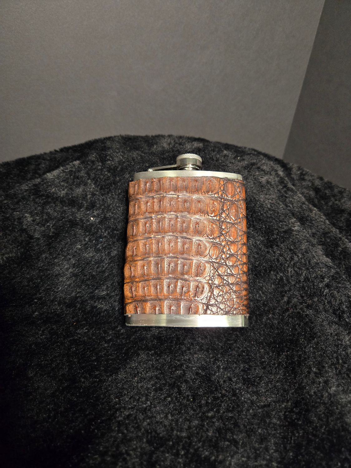 Leather Wrap Flask, LEATHER: Crocodile