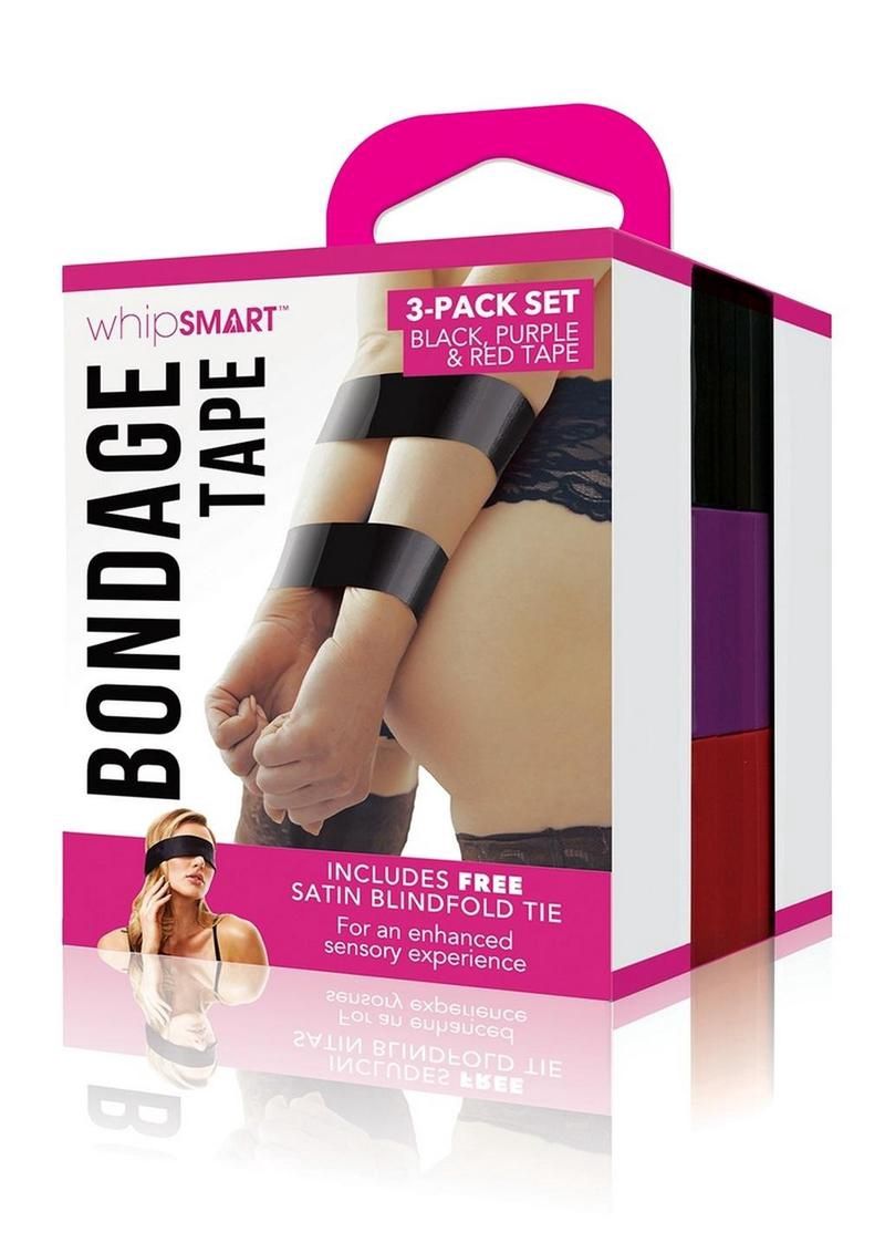 Bondage Tape 3pc set with Silky Blindfold, COLOR: Multiple