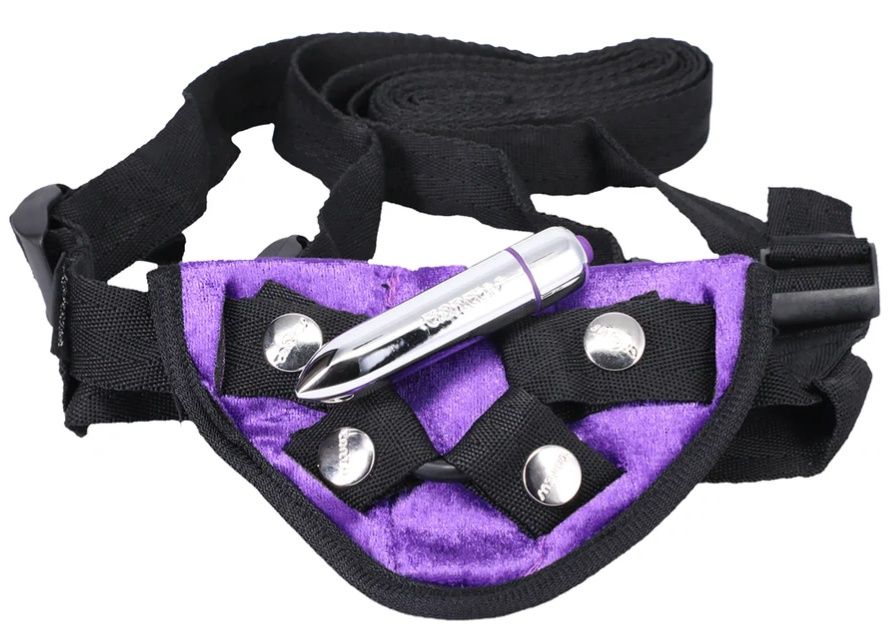 Velvet Vibrating Harness, COLOR: Purple, Size: 56"
