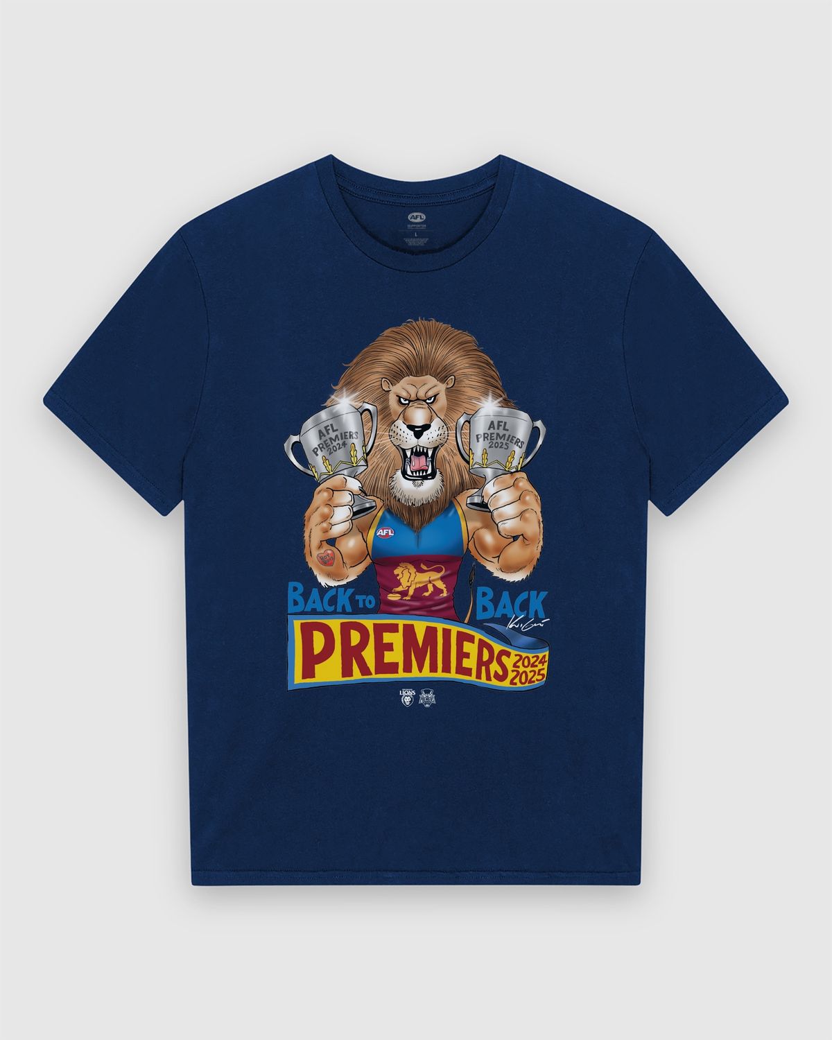 2025 AFL Premiers Mark Knight Tee - Youth, Size: 4