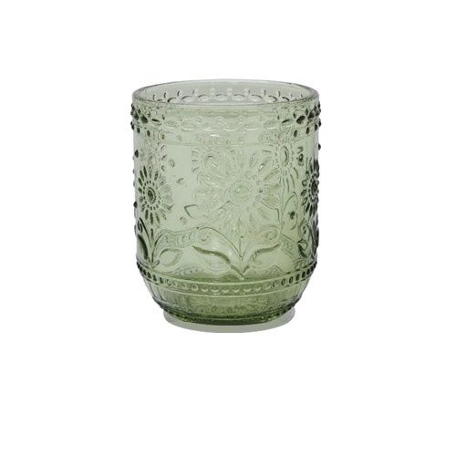 Embossed Green Glass Tumbler
