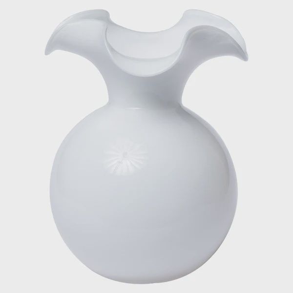 WHITE HIBISCUS FLUTED VASE