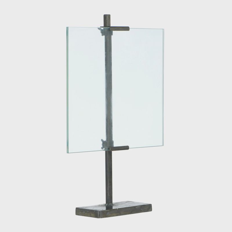Metal &amp; Glass Photo Frame w/ Metal Stand, Black