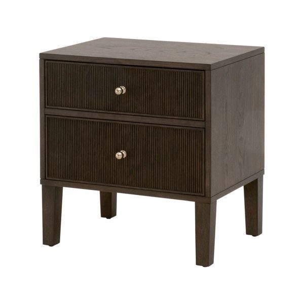 Highland 2-Drw Nightstand-Dutch Brown  Oak/Pol.Brass