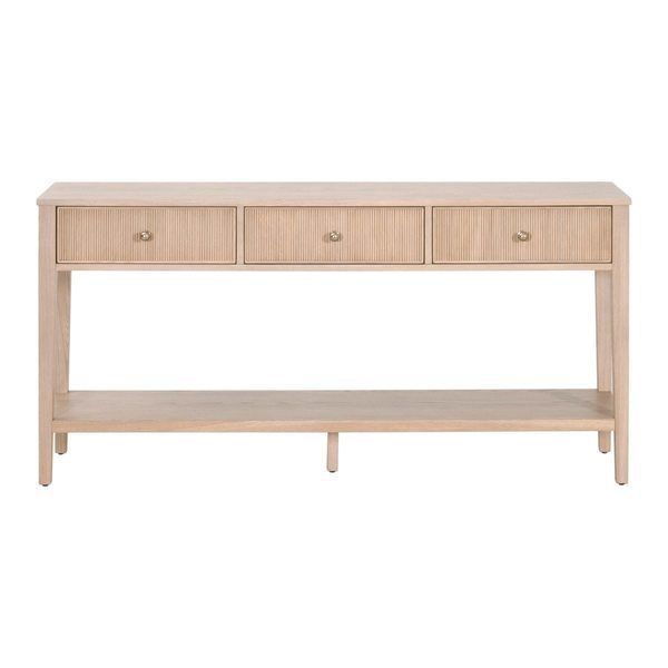 Highland 3-Drw Entry Console-Natural  Oak/Pol.Brass