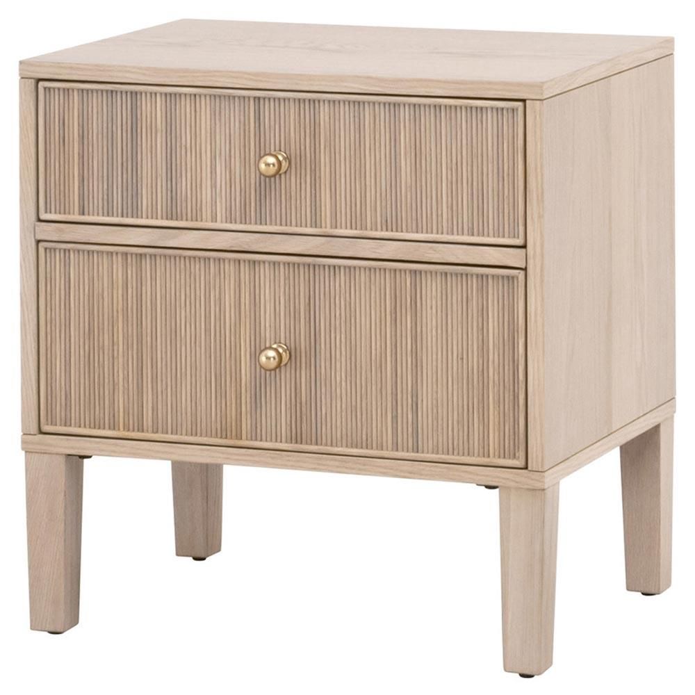 Highland 2-Drw Nightstand-Natural  Oak/Pol.Brass