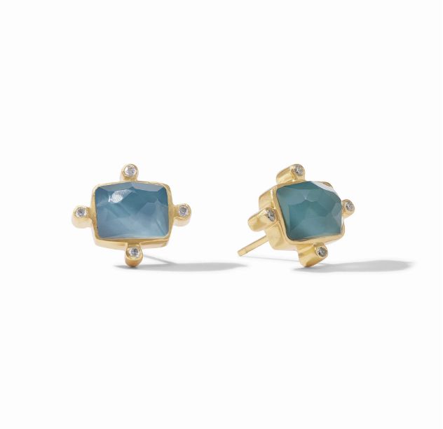 CLARA STUD GOLD/PEACOCK BLUE
