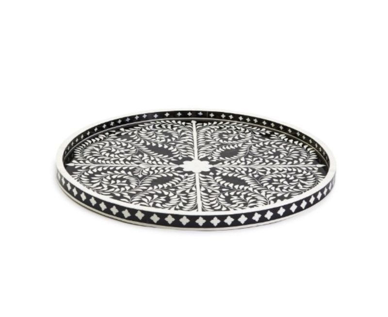BLACK AND WHITE INLAID TRAY