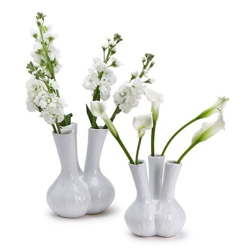 White 3 Stem Vase, White 3 Stem Vase: Small