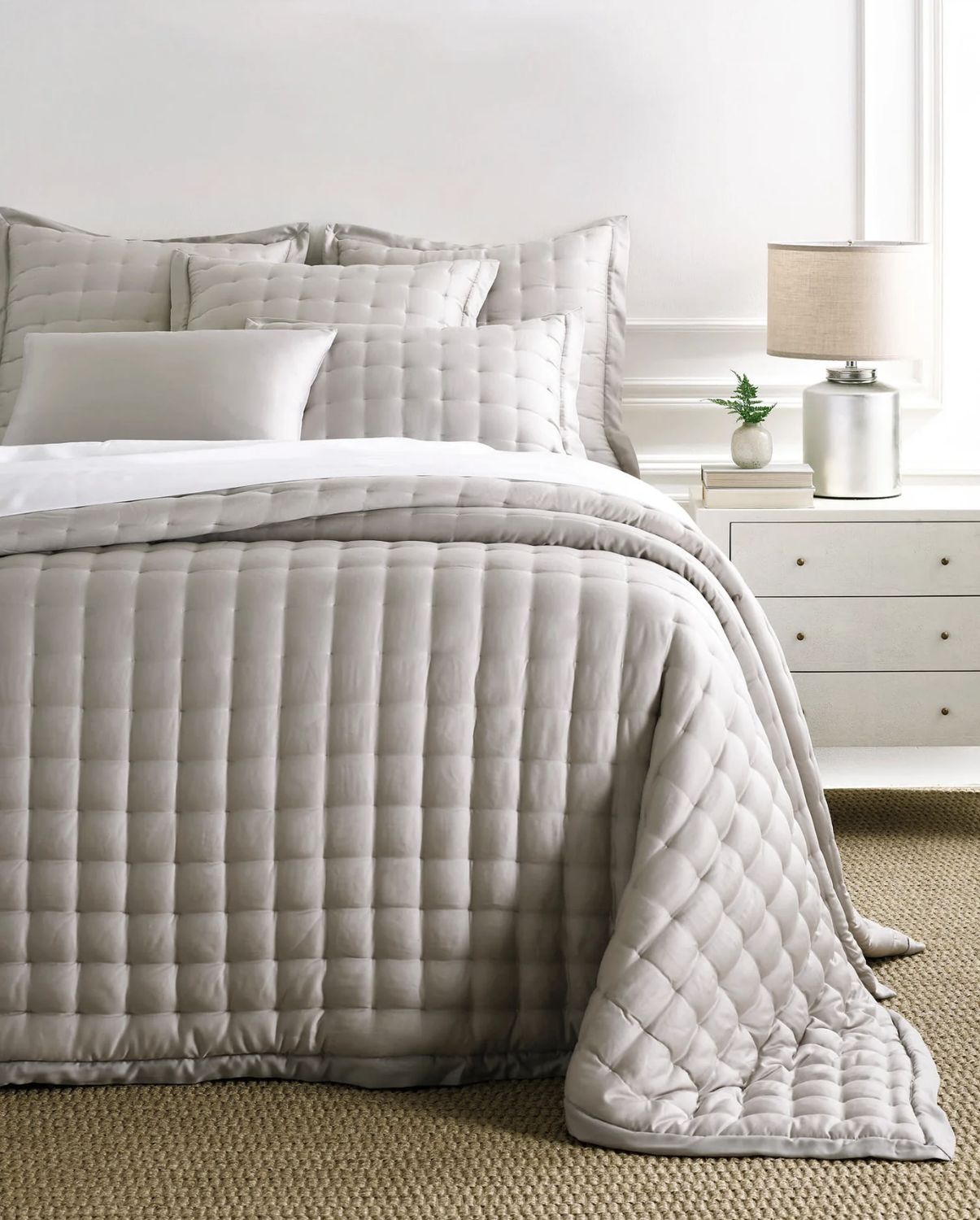 SILKEN SOLID PUFF COVERLET, Color: GREY, Size: TWIN/TWIN XL