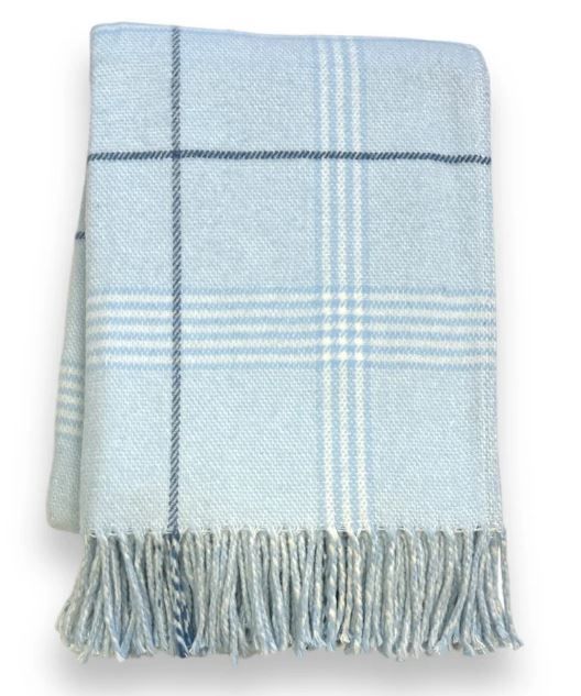 WINDOWPANE PLAID THROW, Color: SKY
