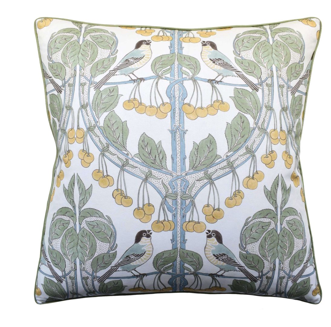 BIRDS AND CHERRIES AQUA 22"
