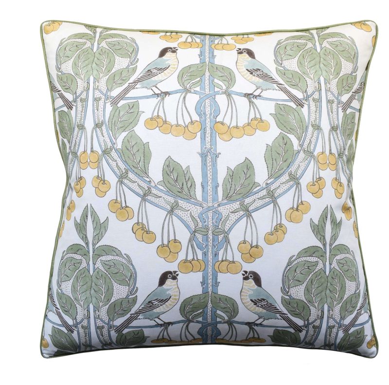 BIRDS AND CHERRIES AQUA 22"