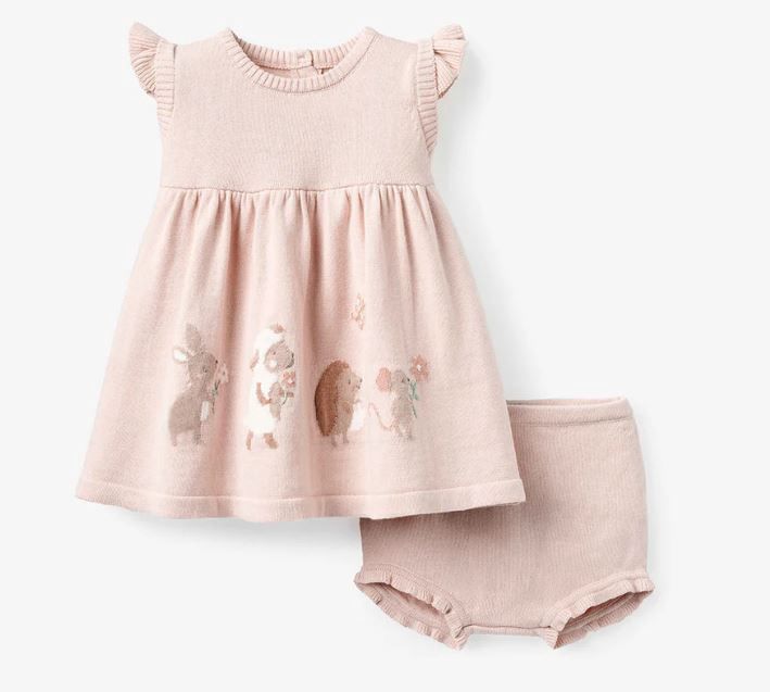 GARDEN PICNIC BUNNY KNIT DRESS