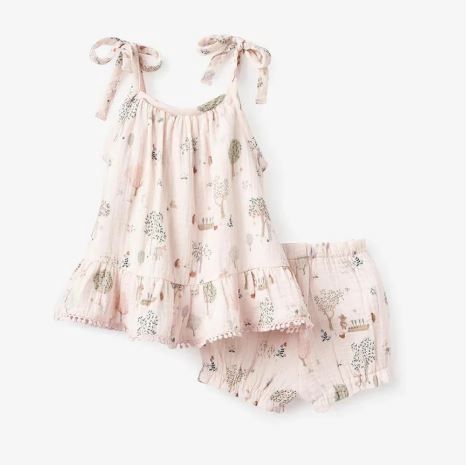 GARDEN PICNIC ORGANIC MUSLIN TIE TOP SET