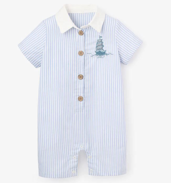 BOAT EMBROIDERED OXFORD STRIPE SHORTALL