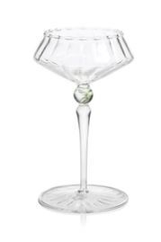 CH-7859 ONDINE FLUTED CORDIAL COUPLE-CLEAR W/GREEN