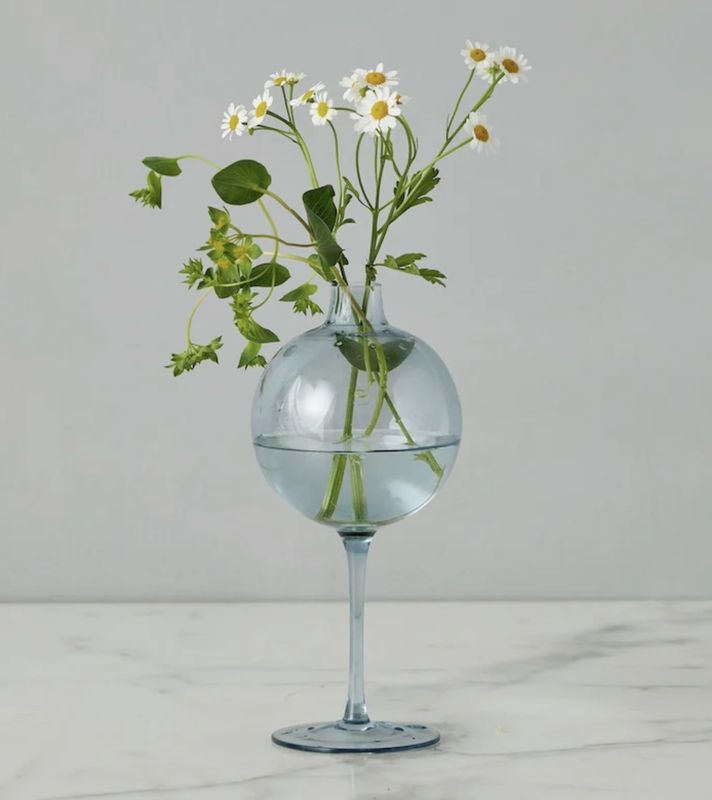 DENIM WINE GLASS FLOWER VASE