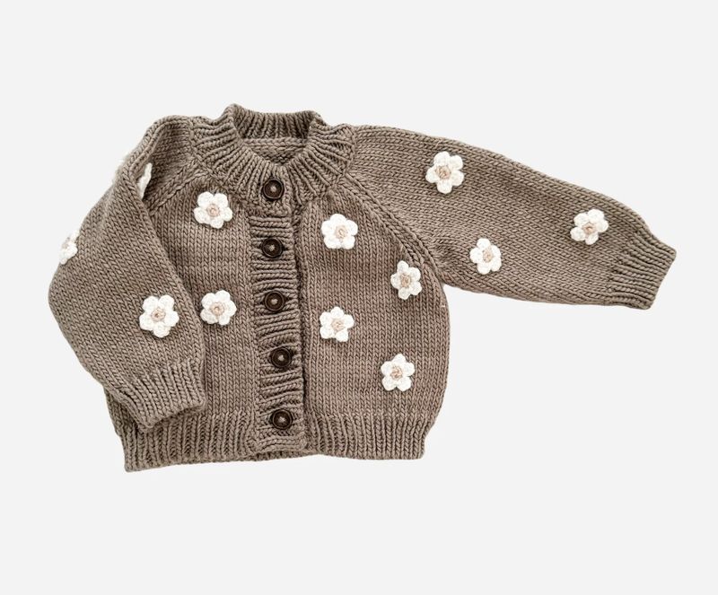 FLOWER CARDIGAN, TAN