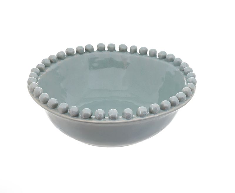 Ceramic Beaded Bowl - Small - Coastal Blue