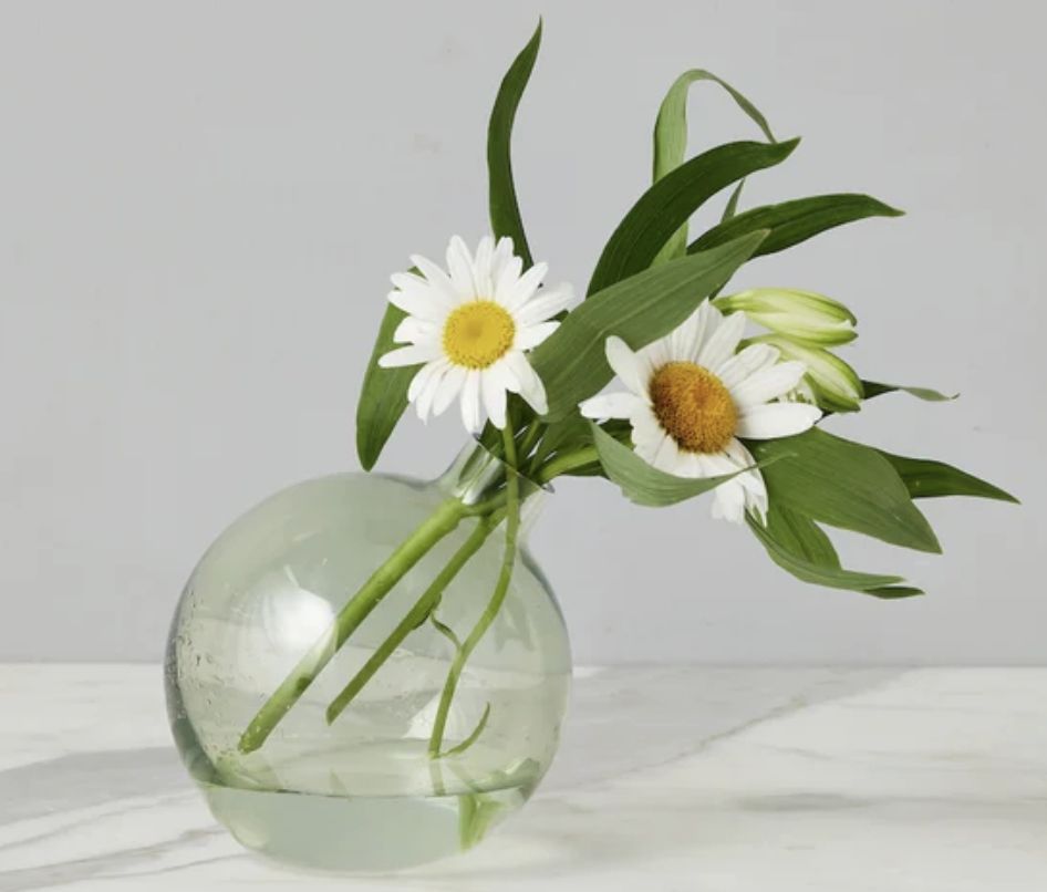 GLASS SPHERE BUD VASE SAGE GREEN