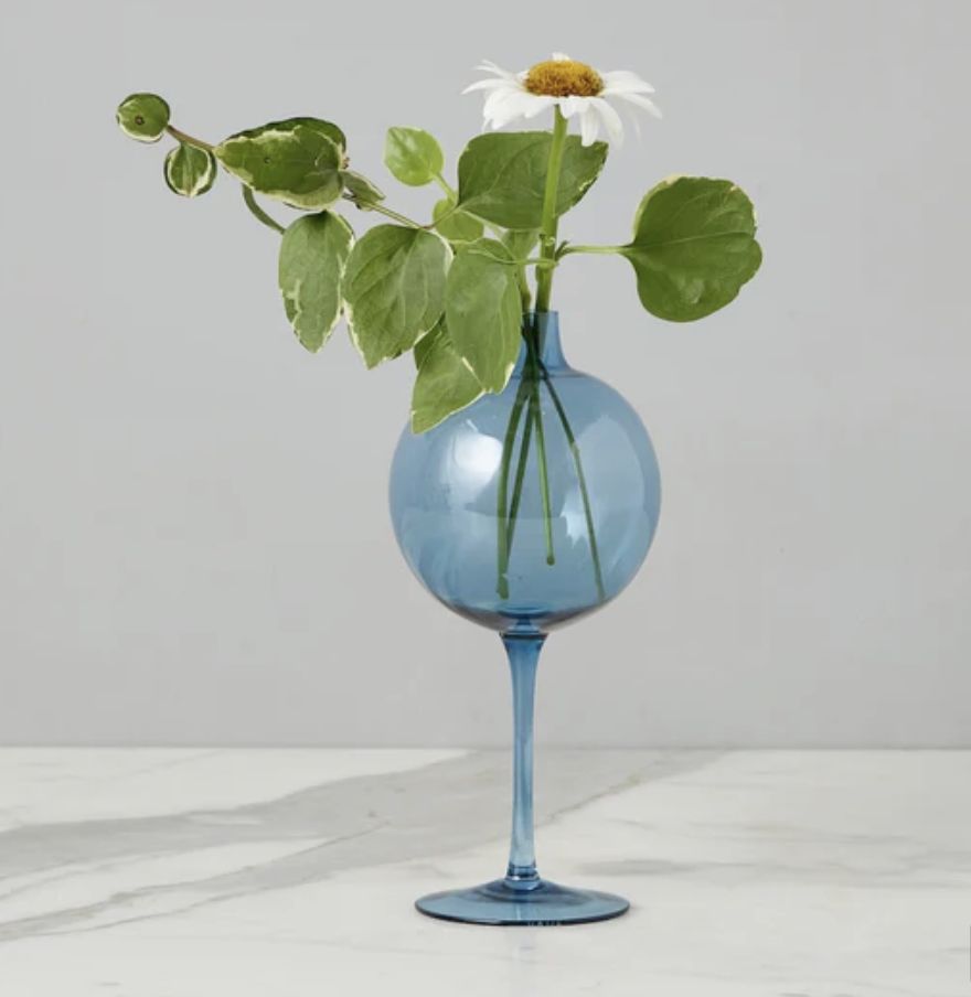 WINE GLASS VASE NAVY