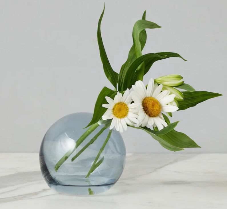 GLASS SPHERE BUD VASE DENIM BLUE