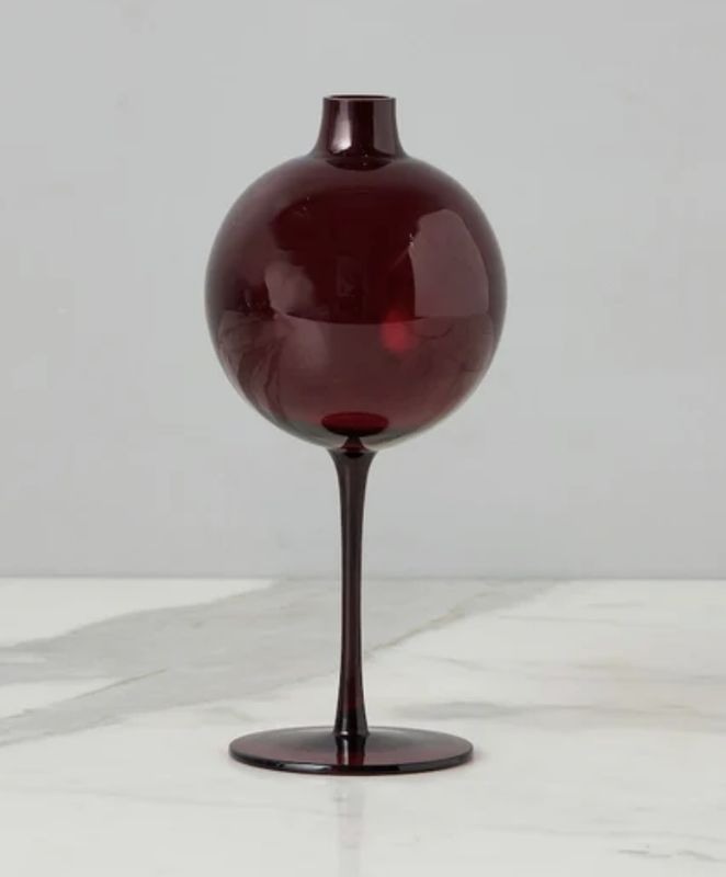 WINE GLASS VASE MERLOT