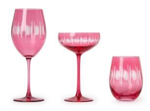 PINK  HAND ENGRAVED GLASSWARE 55348