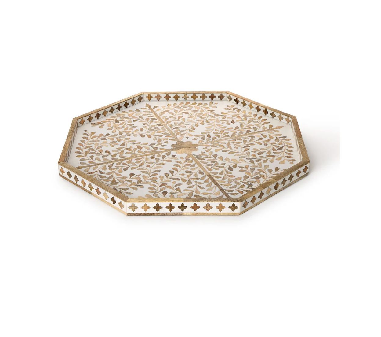 JAIPUR PALACE NATURAL INLAID OCTOGON TRAY