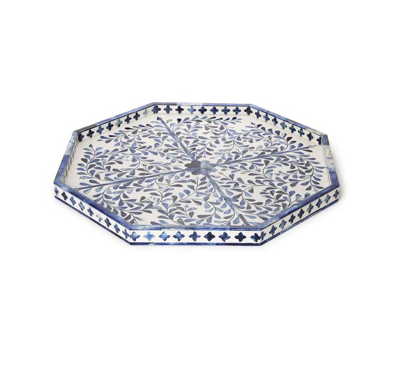 JAIPUR PALACE BLUE AND WHITE INLAID TRAY