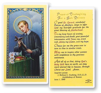 St. Gerard (Prayer of Thanksgiving for a Safe Delivery) Holy Cards