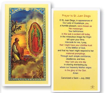 St. Juan Diego with Our Lady of Guadalupe Holy Cards