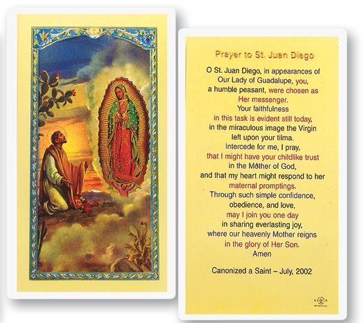 St. Juan Diego with Our Lady of Guadalupe Holy Cards