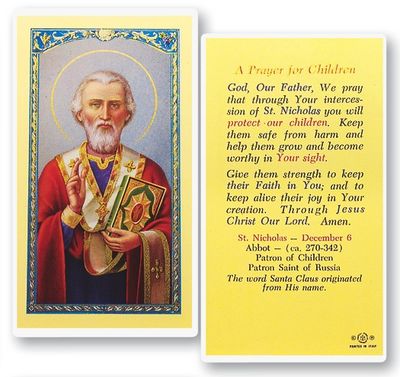 Prayer for Children - St. Nicholas Holy Cards