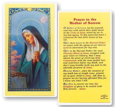 Mother of Sorrow Holy Cards