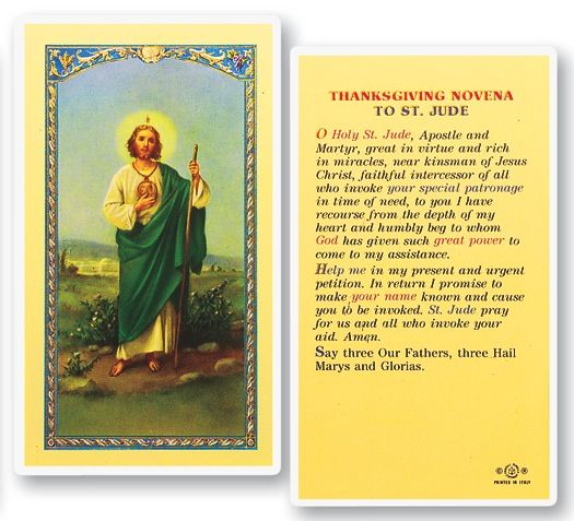 St. Jude (Thanksgiving Novena) Holy Cards