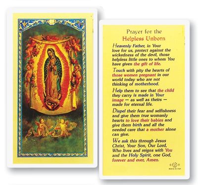 Prayer for the Helpless Unborn - Our Lady of Guadalupe Holy Cards